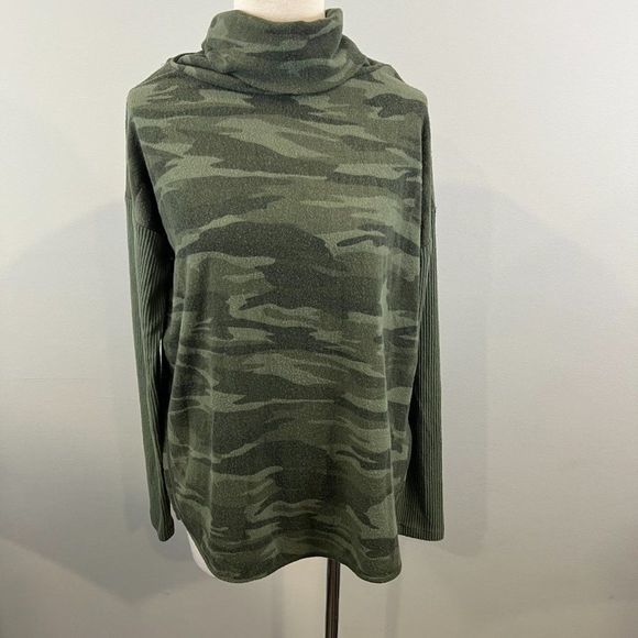 NWOT SWEET ROMEO Green‎ Camo Cowl Neck Sweater (S) - Picture 2 of 8